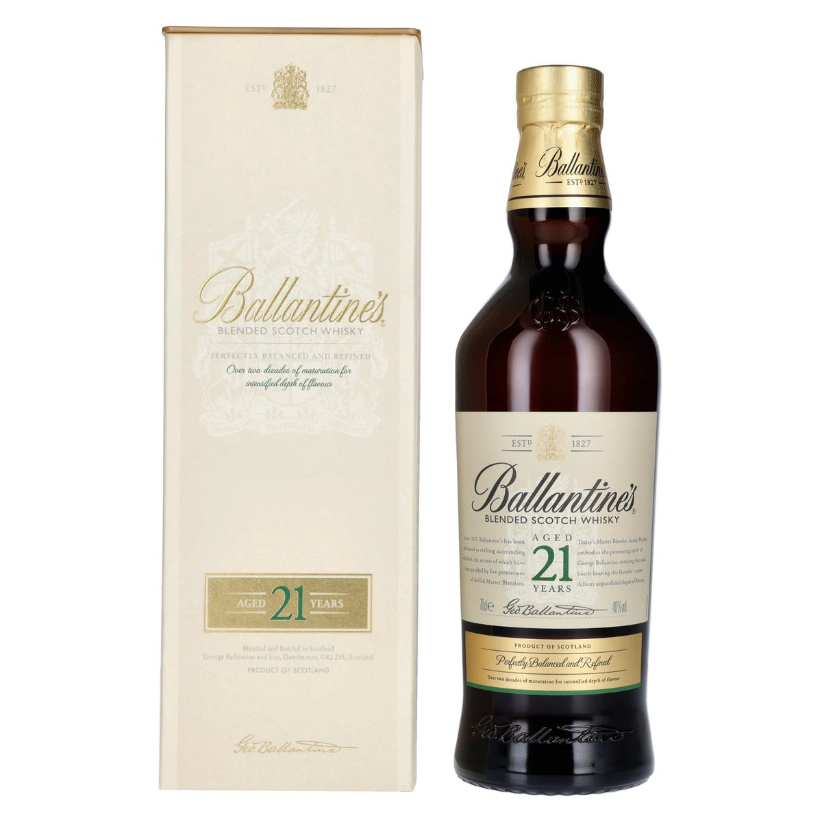 Ballantine's 21 Years Old Blended Scotch Whisky 40% Vol. 0,7l in Geschenkbox