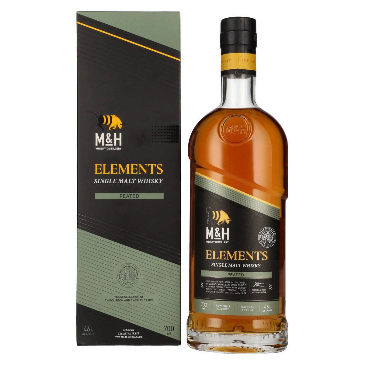 M&H ELEMENTS Peated Single Malt Whisky 46% Vol. 0,7l in Geschenkbox