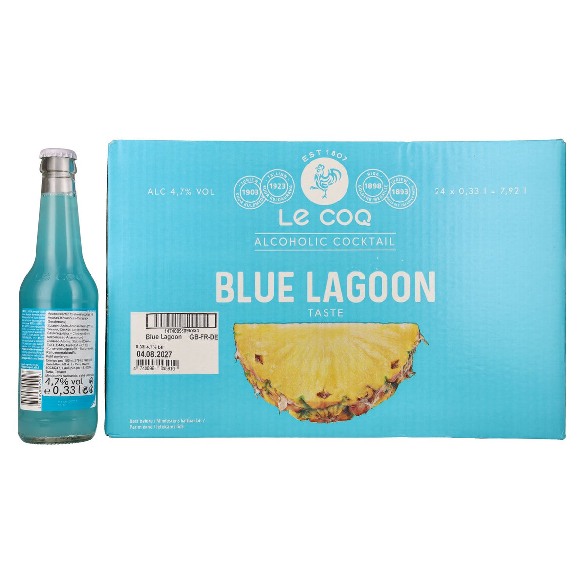 Le Coq BLUE LAGOON 4.7% ABV 24 x 0.33 l