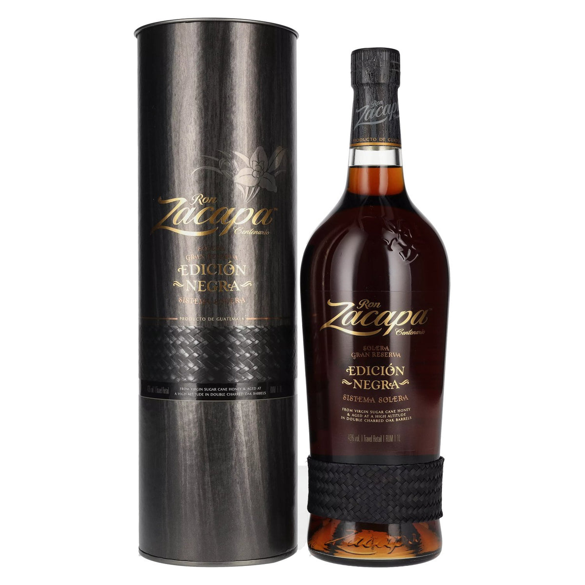 Ron Zacapa Centenario EDICIÓN NEGRA Sistema Solera Gran Reserva 43 % vol., 1 l, dans un coffret cadeau
