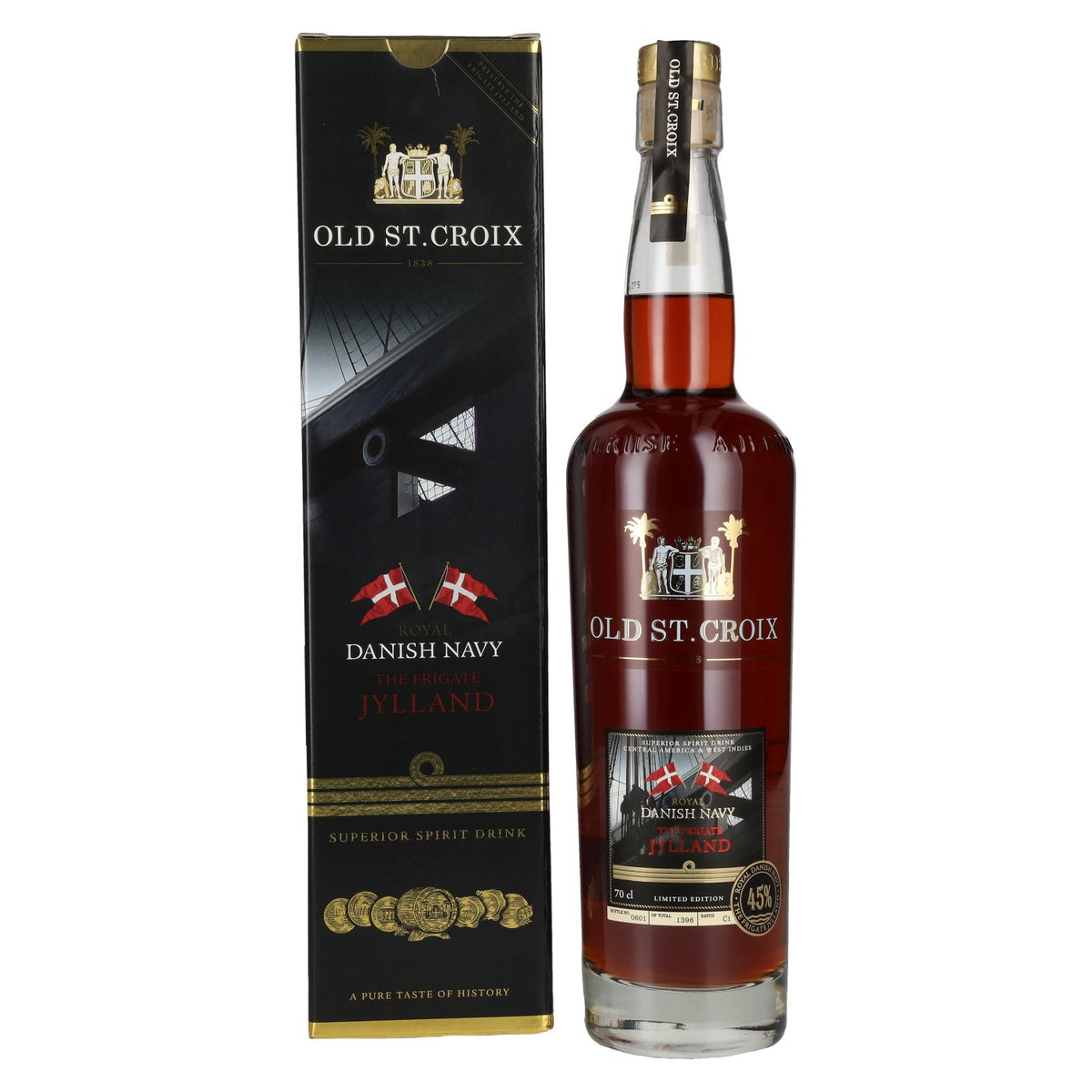 Old St. Croix A.H. Riise Royal DANISH NAVY The Frigate JYLLAND Superior Spirit Drink 45% Vol. 0,7l in Geschenkbox