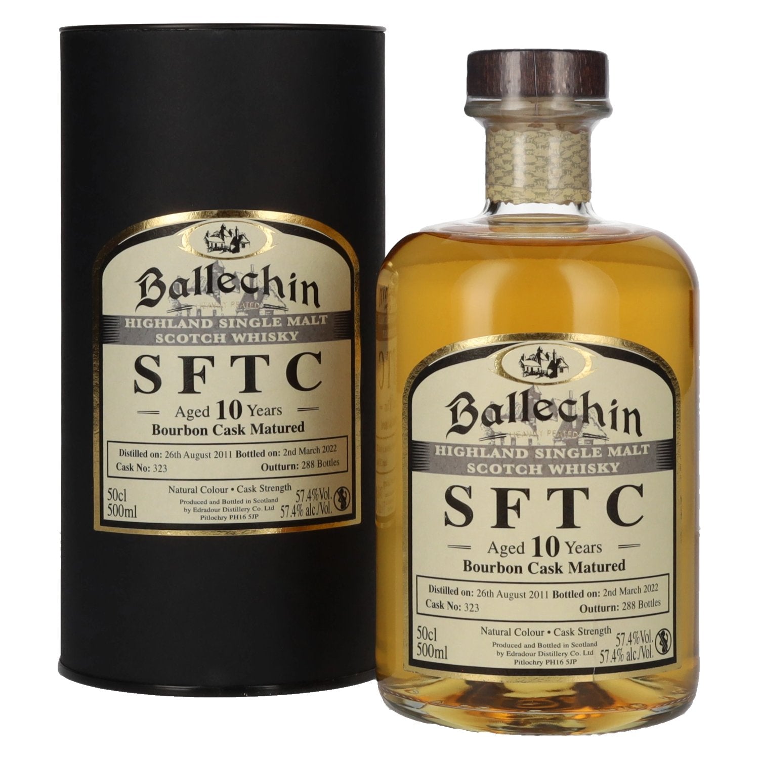 Edradour Ballechin SFTC 10 Years Old Bourbon Cask Matured 2011 57,4% Vol. 0,5l en boîte cadeau