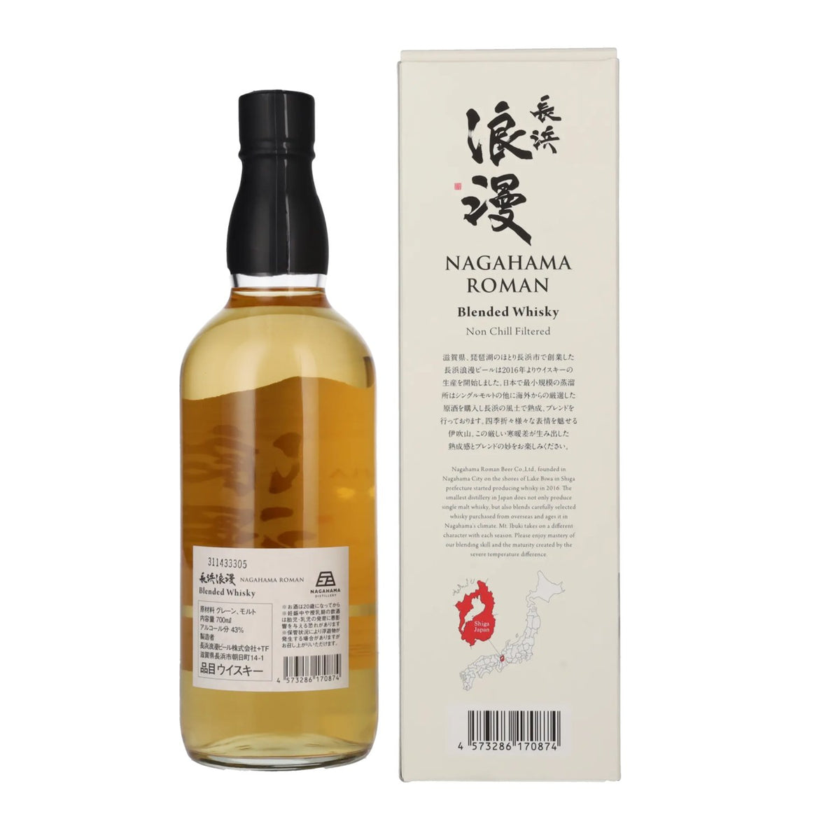 Nagahama Roman Blended Whisky 43% vol. 0,7 l in geschenkverpakking
