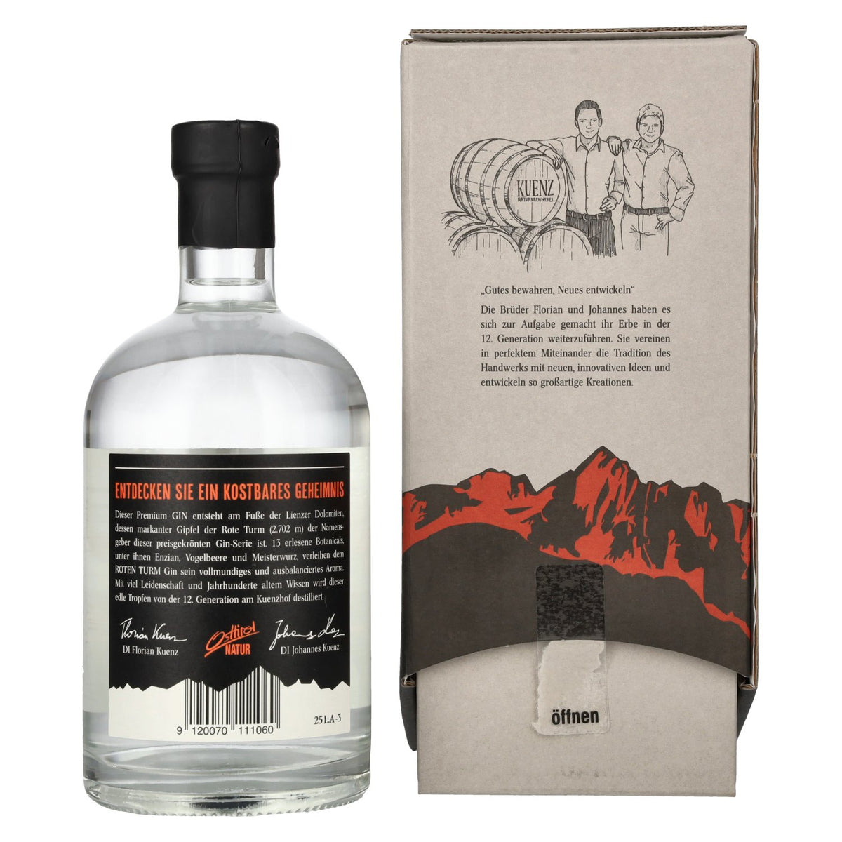 Roter Turm Alpine Dry Gin Pure Botanical 43% vol. 0.5 l in a gift box