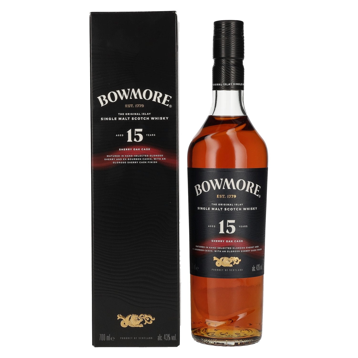 Bowmore 15 Years Old Sherry Oak Cask Islay Single Malt 43% Vol. 0,7l in Geschenkbox