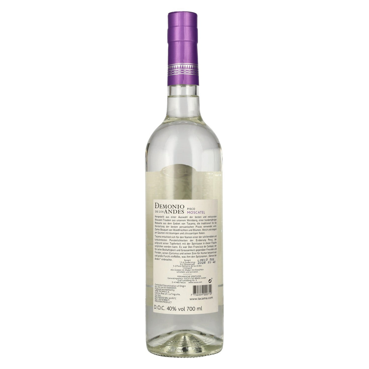 Tacama Demonio de los Andes MOSCATEL Pisco 40% Vol. 0,7l