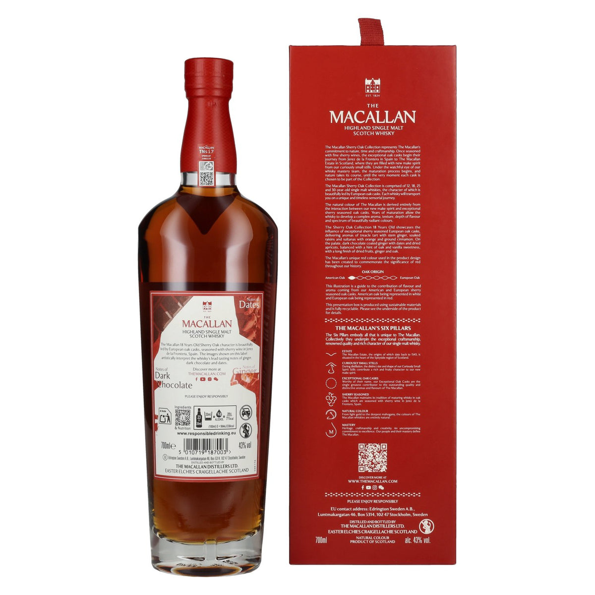 The Macallan 18 Years Old SHERRY OAK CASK 2025 43% Vol. 0,7l in Geschenkbox