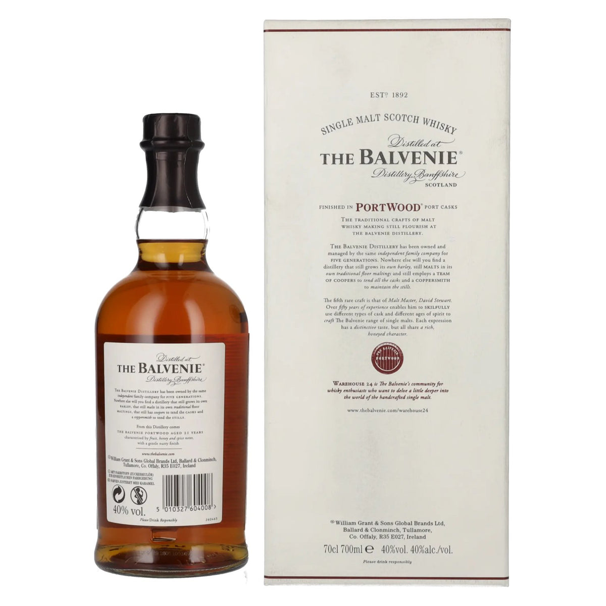 Balvenie 21 Years Old Portwood Finish 40% ABV 0.7l in a gift box