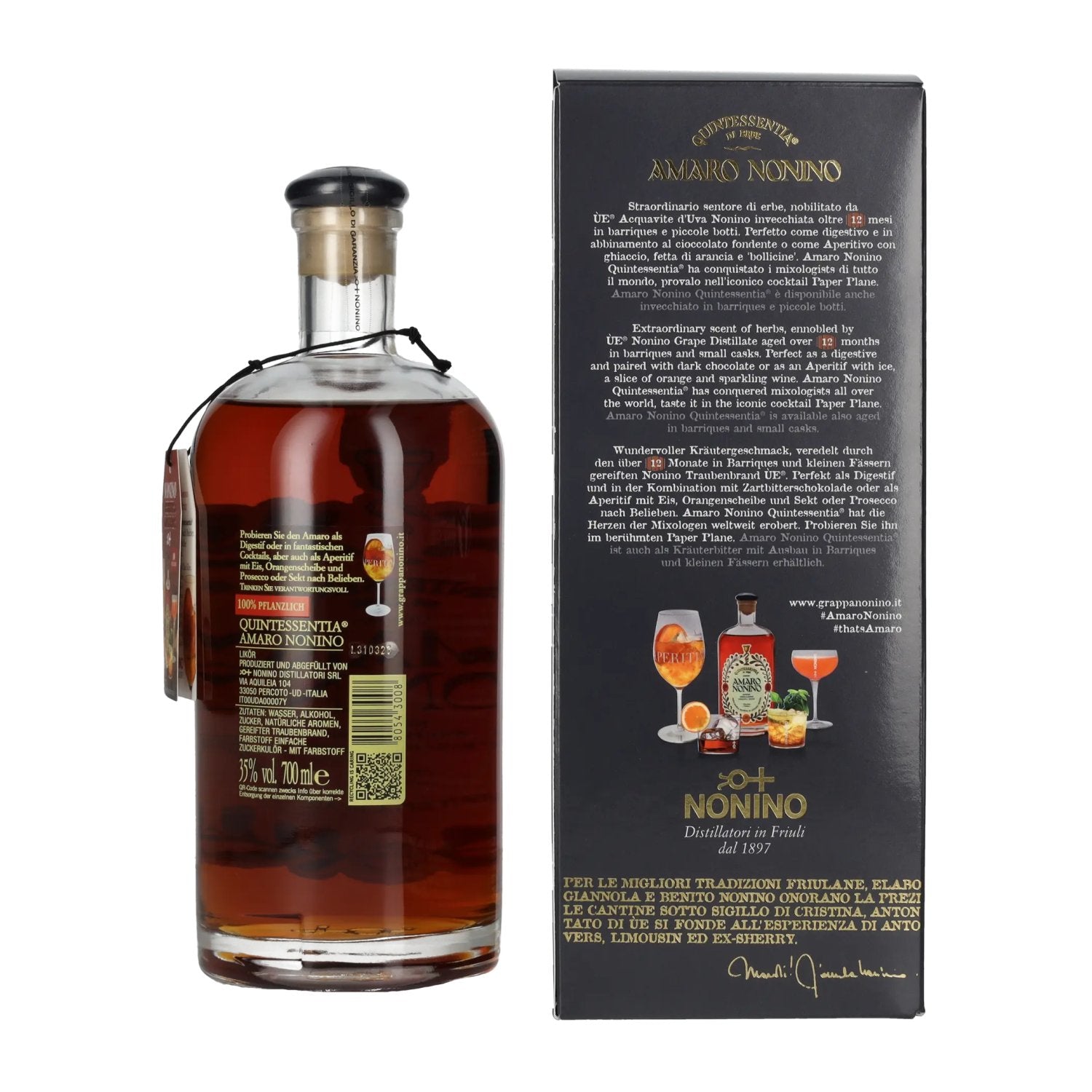 Amaro Nonino Quintessentia Di Erbe Liquore 35% Vol. 0,7l in Geschenkbox