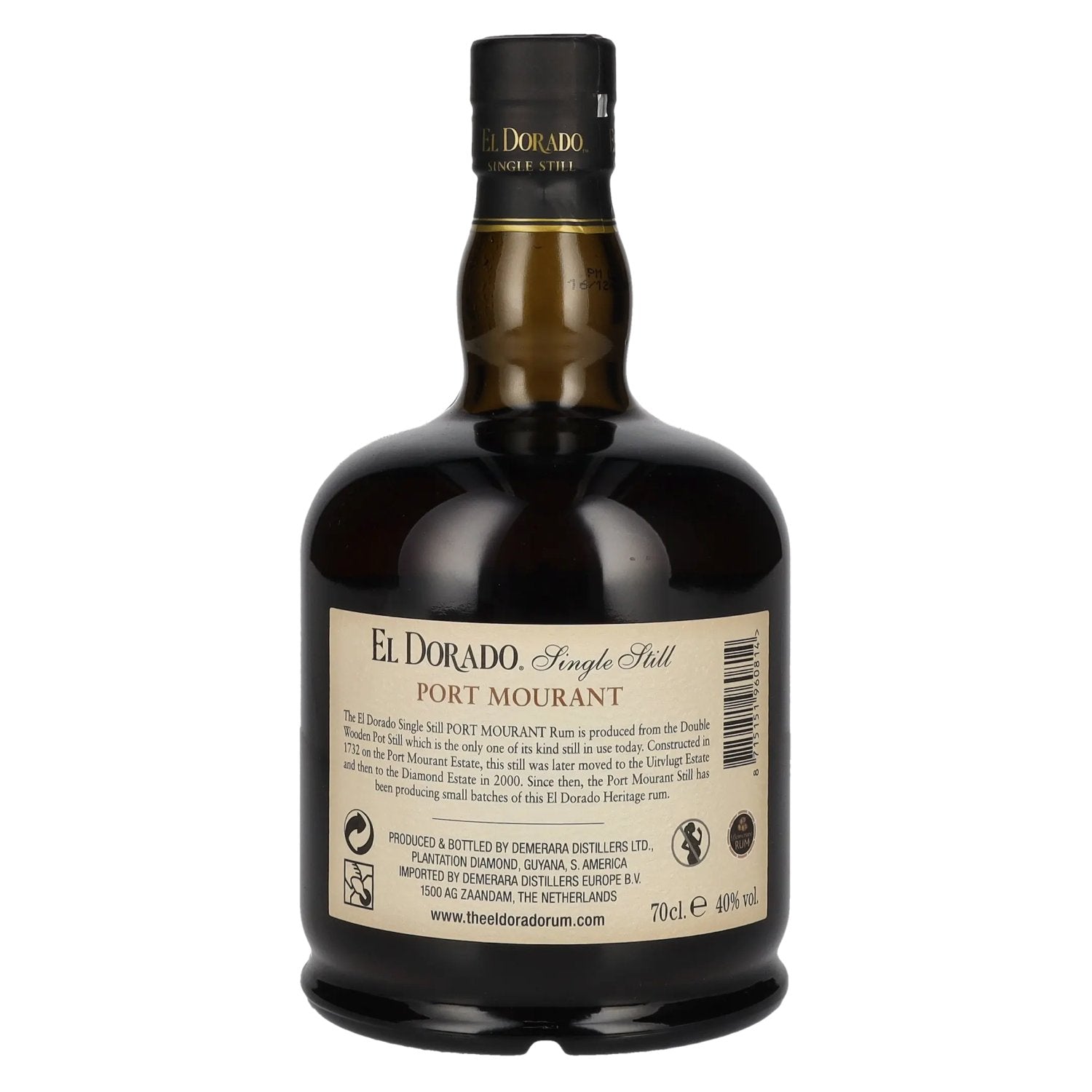 El Dorado Single Still PORT MOURANT Fijnste Demerara Rum 2009 40% Vol. 0,7l