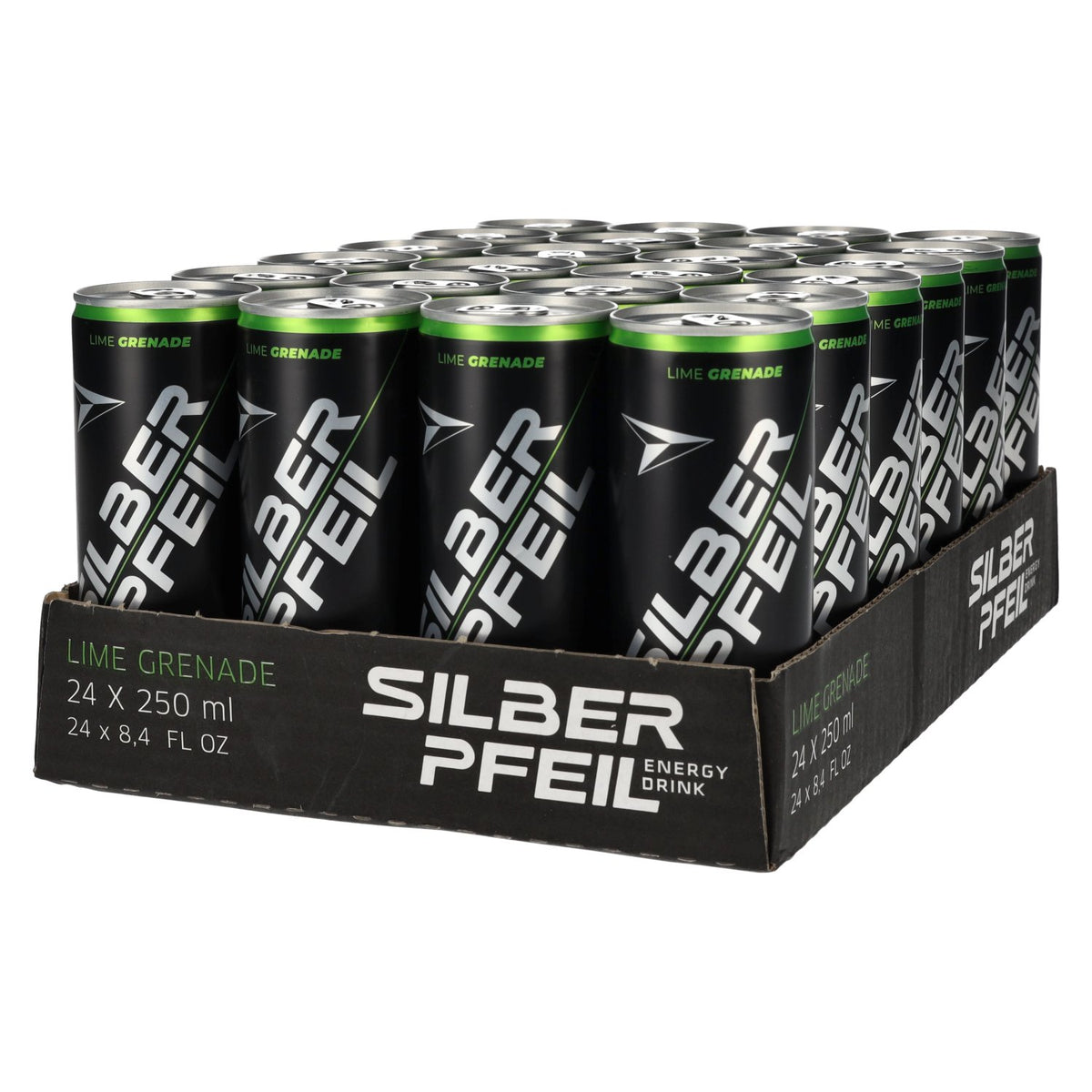 SILBERPFEIL Energy Drink LIME GRENADE Édition Capo, 24 canettes de 0,25 l, consigne