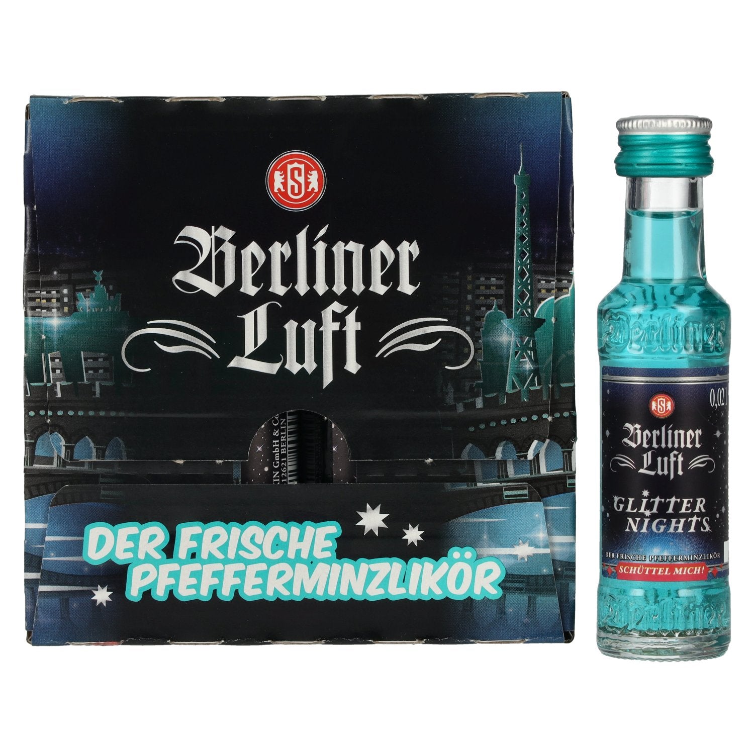 Berliner Luft GLITTER NIGHTS Der Frische Pfefferminzlikör 18% Vol. 24x0,02l