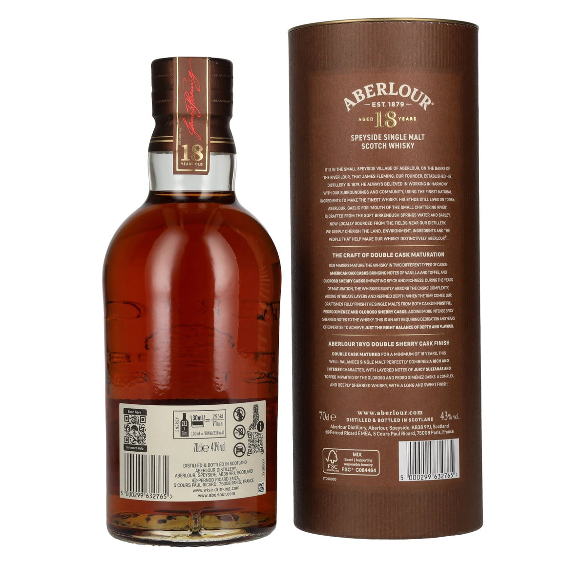 Aberlour 18 Years Old Double Sherry Cask Finish Batch nr. 007 43% vol. 0,7 l in geschenkverpakking