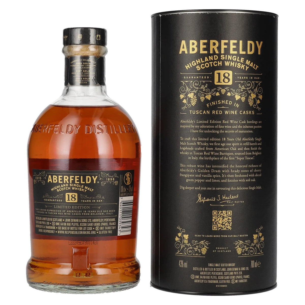 Aberfeldy 18 Years Old Red Wine Casks BOLGHERI 43% Vol. 0,7l in gift box