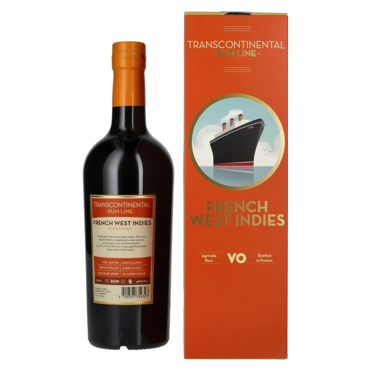 Transcontinental Rum Line FRENCH WEST INDIES VO Rum 2022 46% ABV 0.7l in a gift box