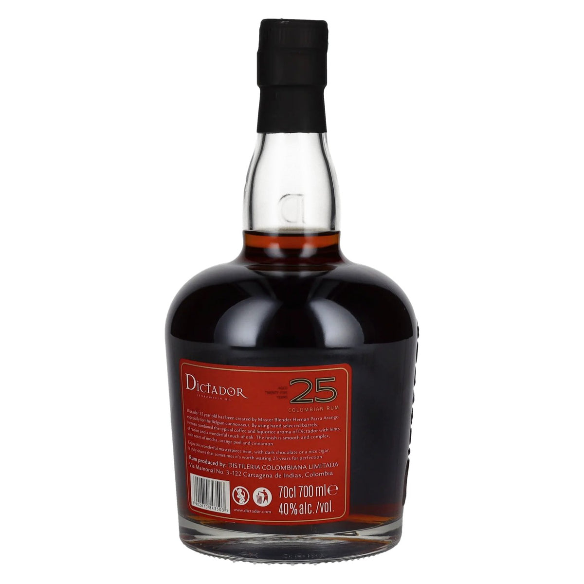 Rhum colombien Dictador 25 ans d'âge, 40 % vol., 0,7 l