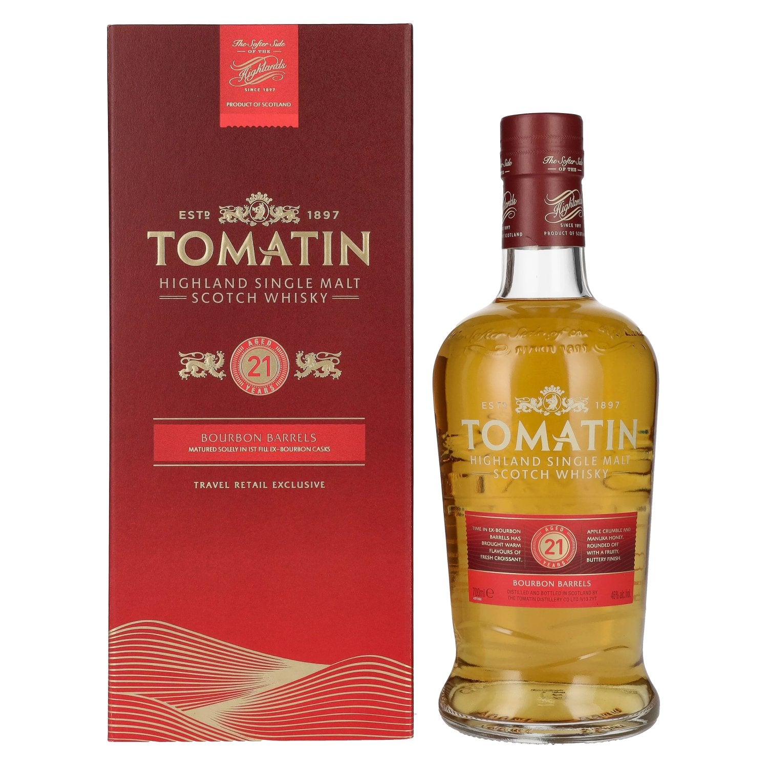 Tomatin 21 Years Old BOURBON CASKS Travel Retail Exclusive 46% Vol. 0,7l in Geschenkbox