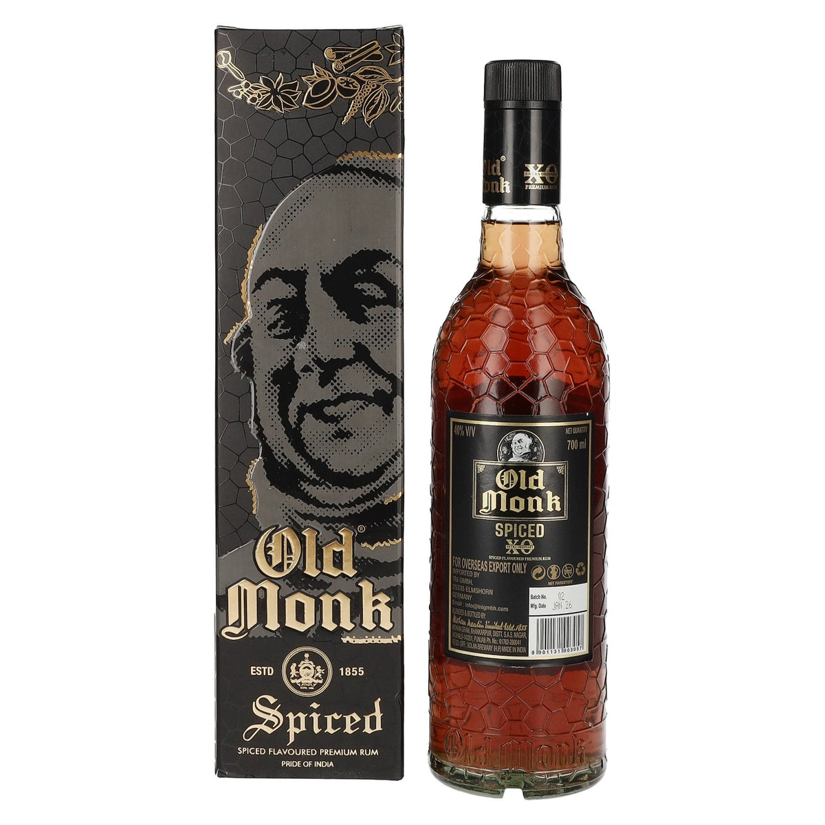 Old Monk XO Spiced Flavoured Premium Rum 40% Vol. 0,7l in Geschenkbox