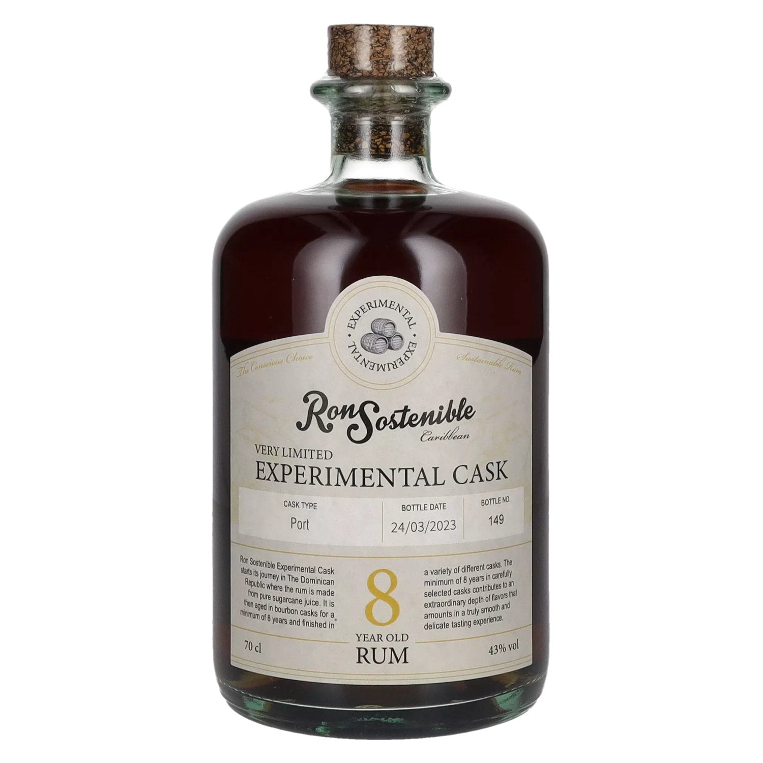 Ron Sostenible 8 Years Old Experimental Port Cask 43% vol. 0,7 l