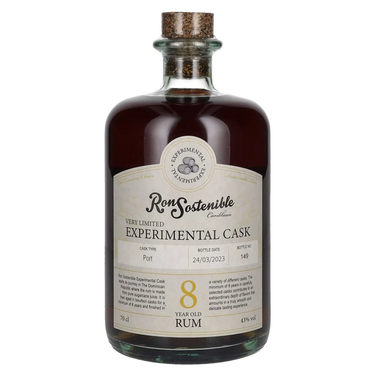 Ron Sostenible 8 Years Old Experimental Port Cask 43% vol. 0.7 l