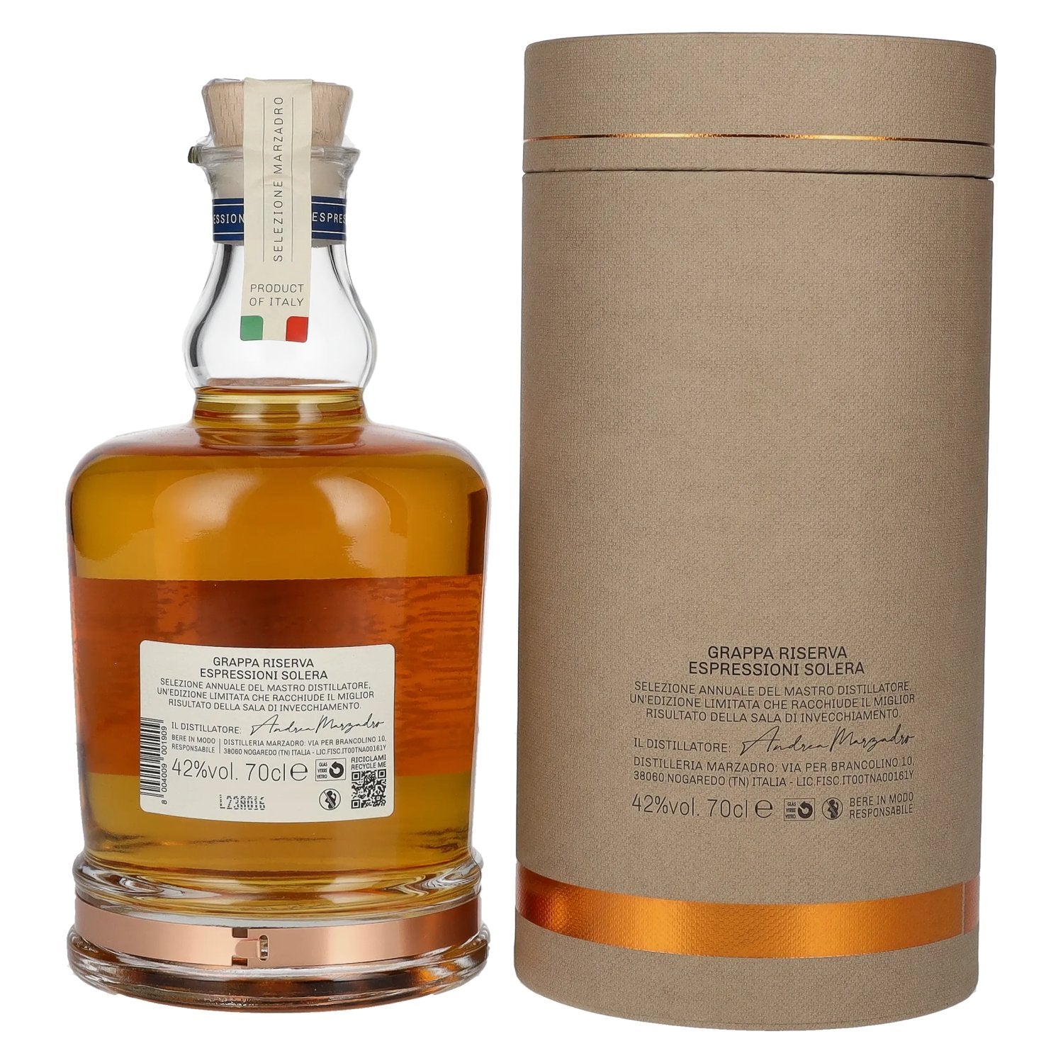 Marzadro ESPRESSIONI Solera Grappa 42% Vol. 0,7l in geschenkverpakking