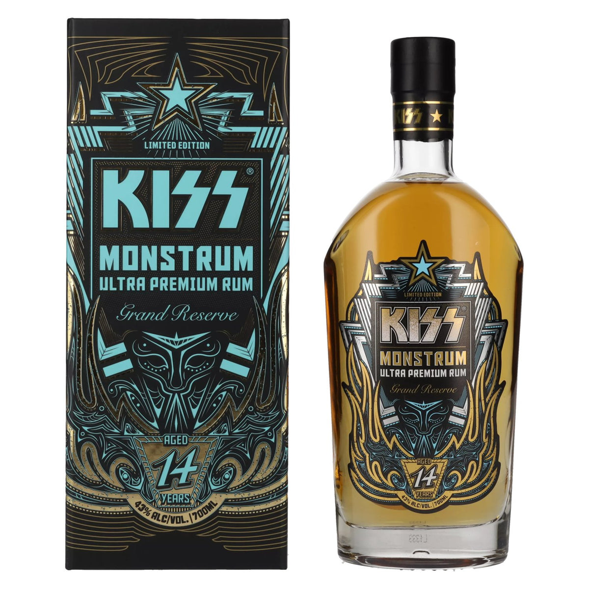 Kiss Monstrum 14 Years Old Ultra Premium Rum 43% vol. 0,7 l in geschenkverpakking