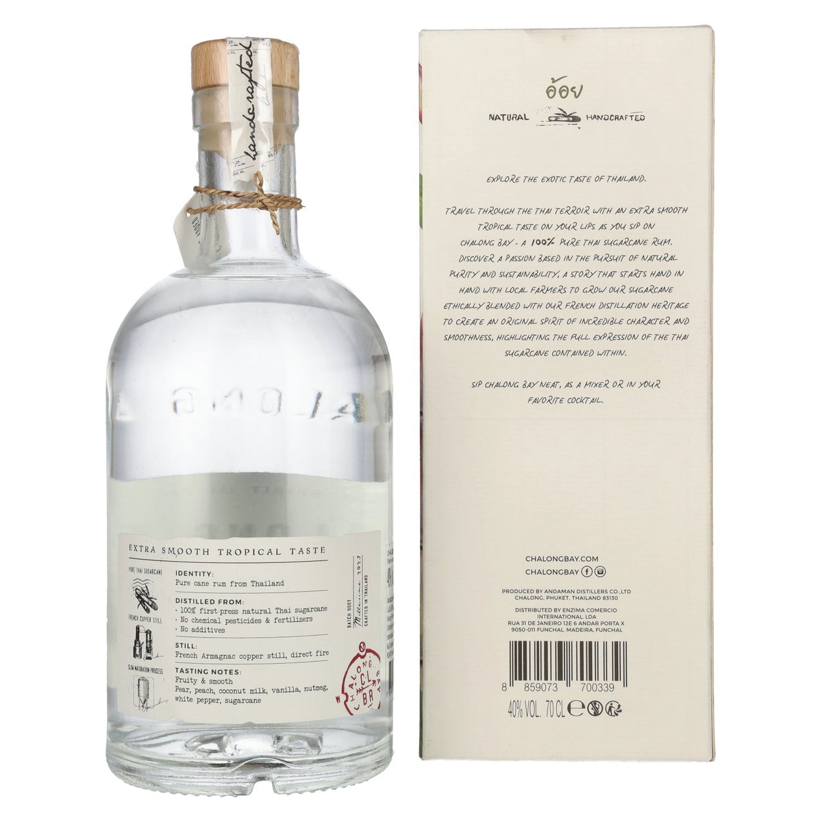 Chalong Bay PURE CANE Spirit Drink 40% vol. 0,7 l in geschenkverpakking