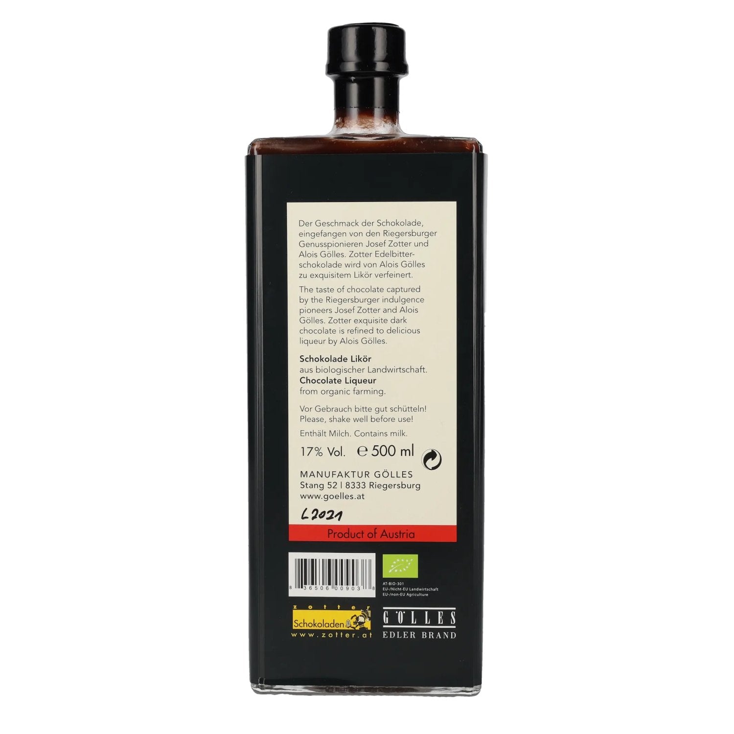 Zotter Chocolate Liqueur 17% Vol. 0,5l