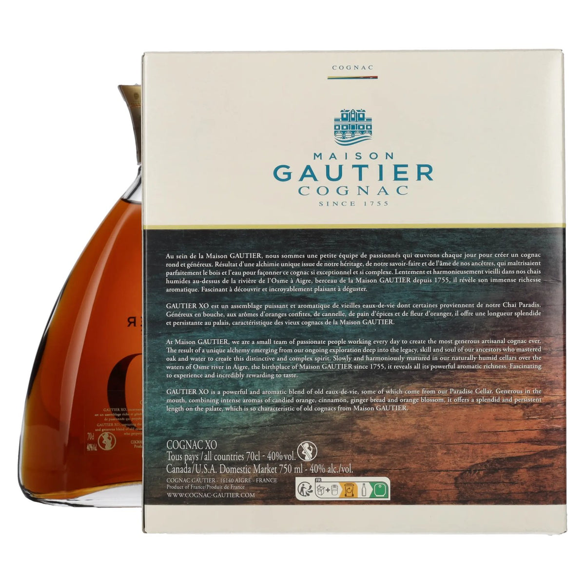 Gautier Cognac XO 40% vol. 0,7 l in geschenkverpakking