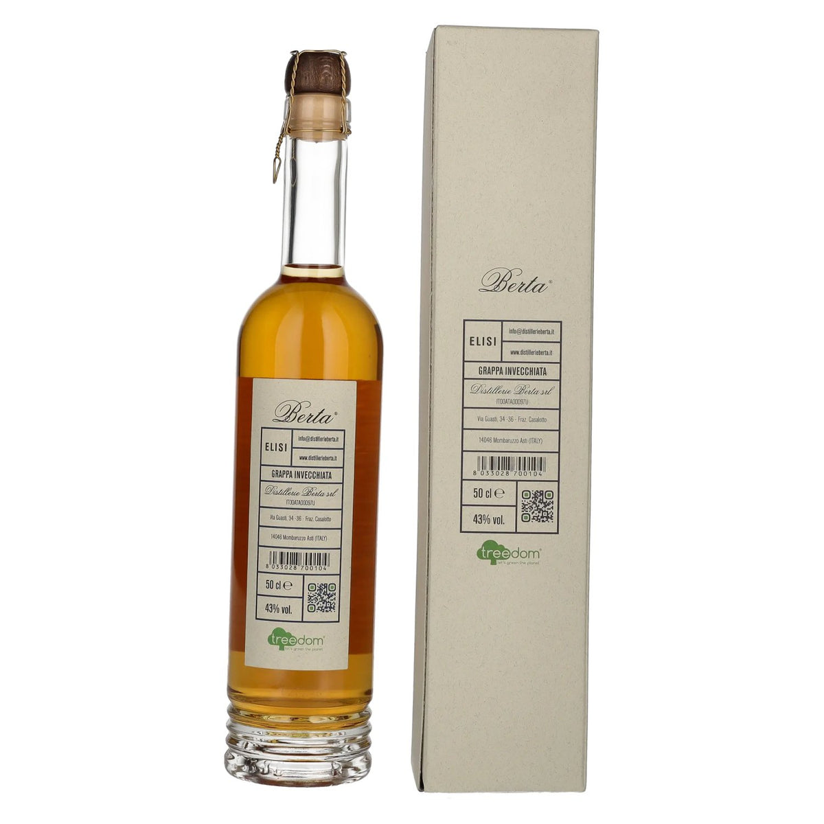 Berta Grappa Elisi per L'Ambiente Grappa Invecchiata 43% Vol. 0,5l in Geschenkbox