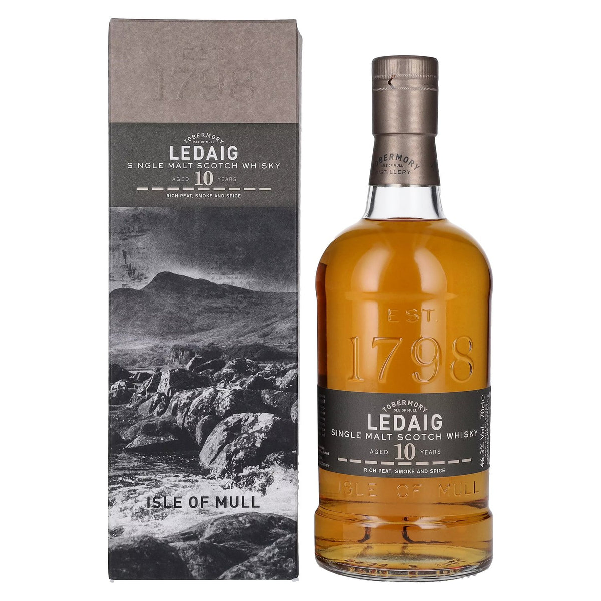 Ledaig 10-Year-Old Single Malt Scotch Whisky 46.3% ABV, 0.7l in a gift box