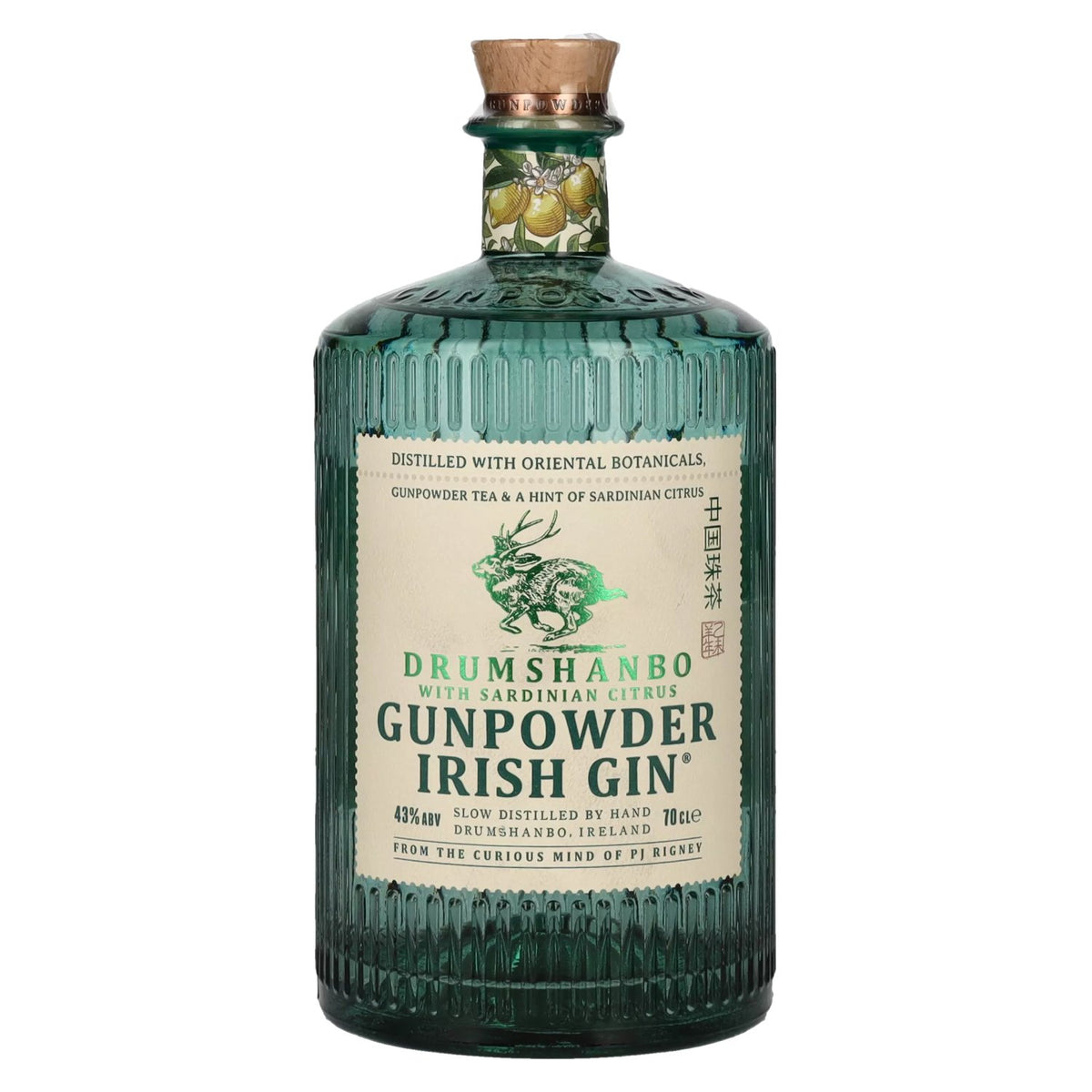 Gin irlandais Drumshanbo Gunpowder aux agrumes de Sardaigne, 43 % vol., 0,7 l