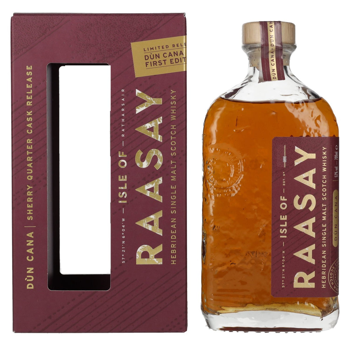 Isle of Raasay Dùn Cana First Edition Sherry Quarter Cask Single Malt Limited Release 52% ABV 0.7l in a gift box