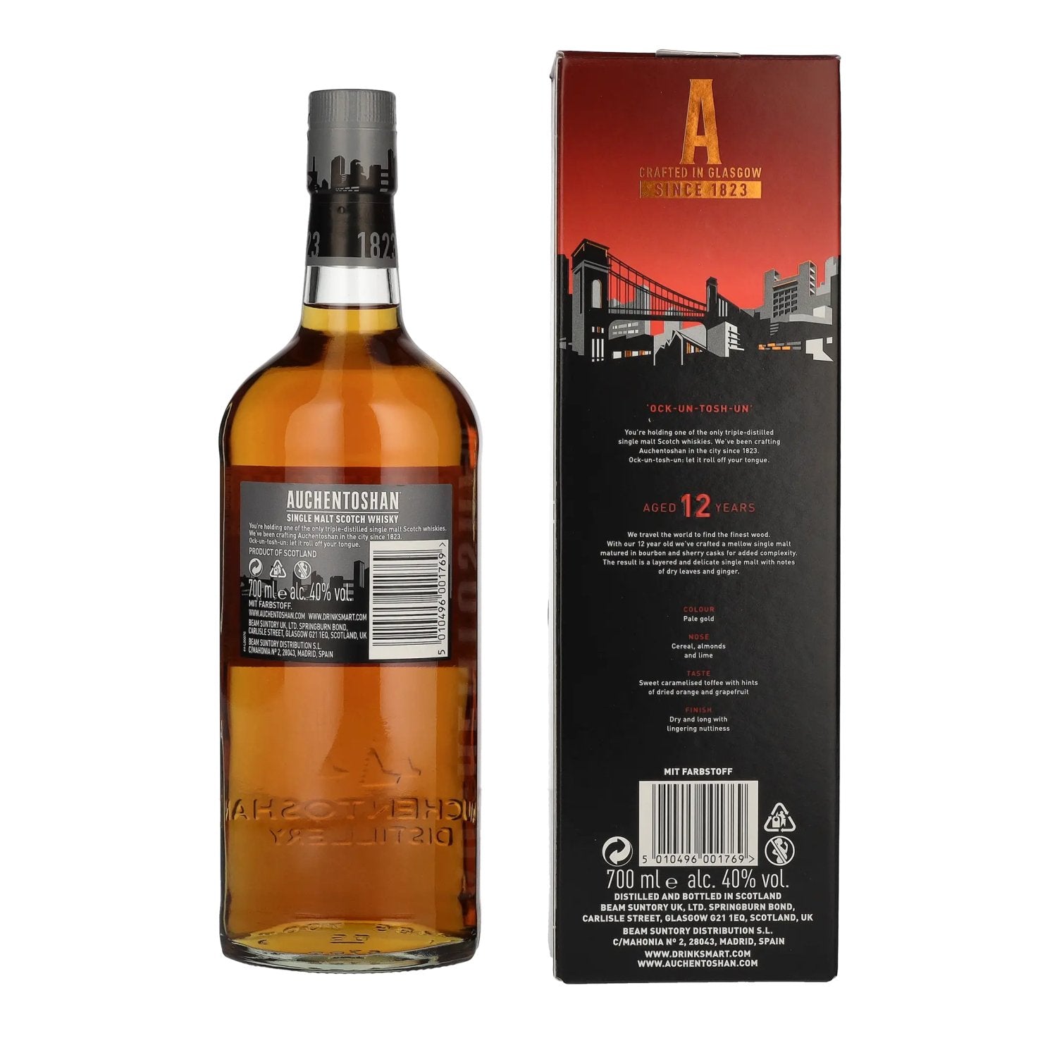 Auchentoshan 12 Years Old Single Malt Scotch Whisky 40% Vol. 0,7l en boîte cadeau