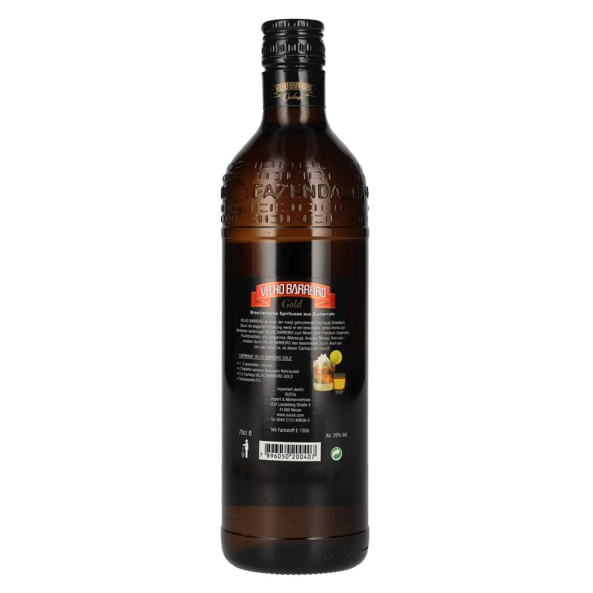 Cachaça Velho Barreiro GOLD 39 % vol. 0,7 l