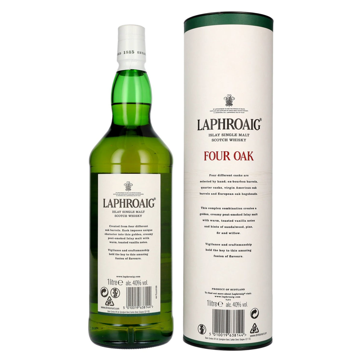 Laphroaig FOUR OAK 40% vol. 1 l in geschenkverpakking