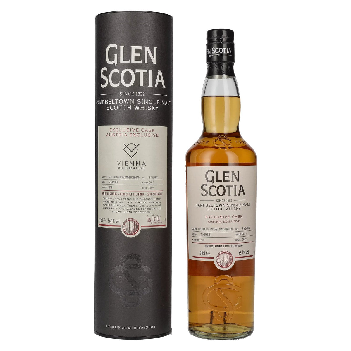 Glen Scotia 8 ans d'âge EXCLUSIVITÉ AUTRICHIENNE Fût 2014 56,1 % vol. 0,7 l dans un coffret cadeau