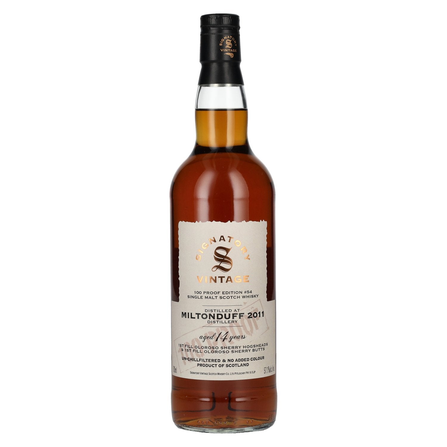 Signatory Vintage 100 Proof Edition Miltonduff 14 Years Old Single Malt #54 2011 57,1% Vol. 0,7l