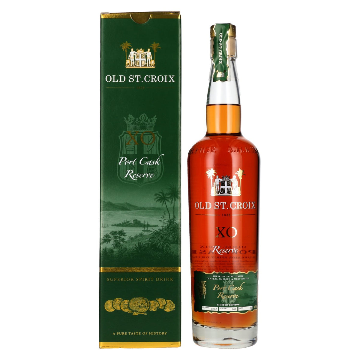 Old St. Croix A.H. Riise X.O. Reserve Port Cask Superior Spirit Drink 45% Vol. 0,7l in gift box