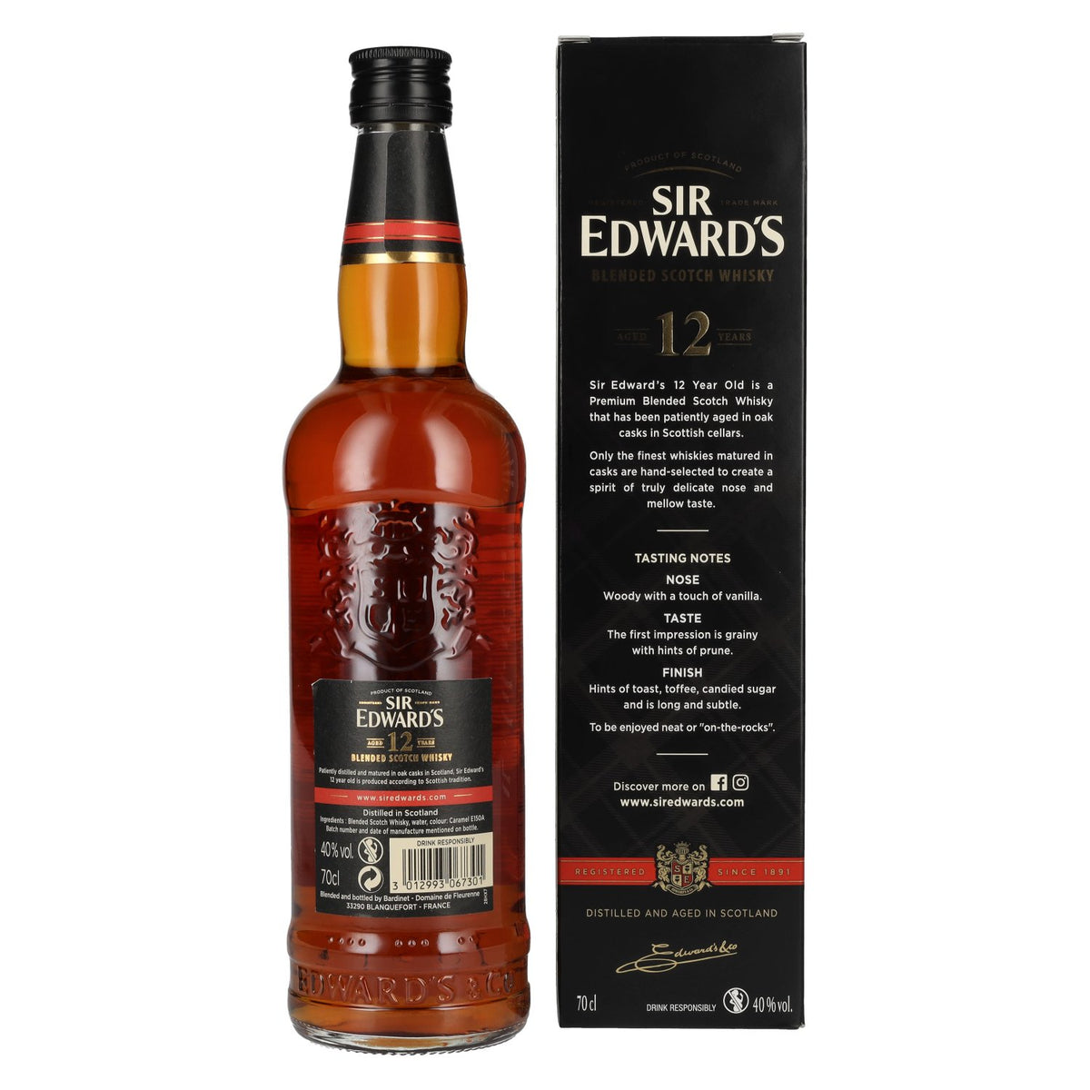 Sir Edward's 12 Years Old Blended Scotch Whisky 40% Vol. 0,7l in Geschenkbox