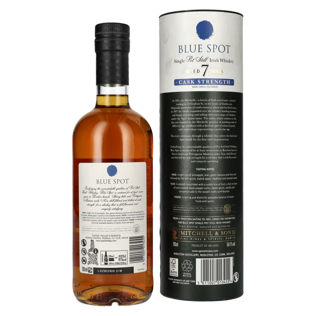 Blue Spot 7 Years Old Cask Strength Pot Still Irish Whiskey 58,4% Vol. 0,7l in Geschenkbox