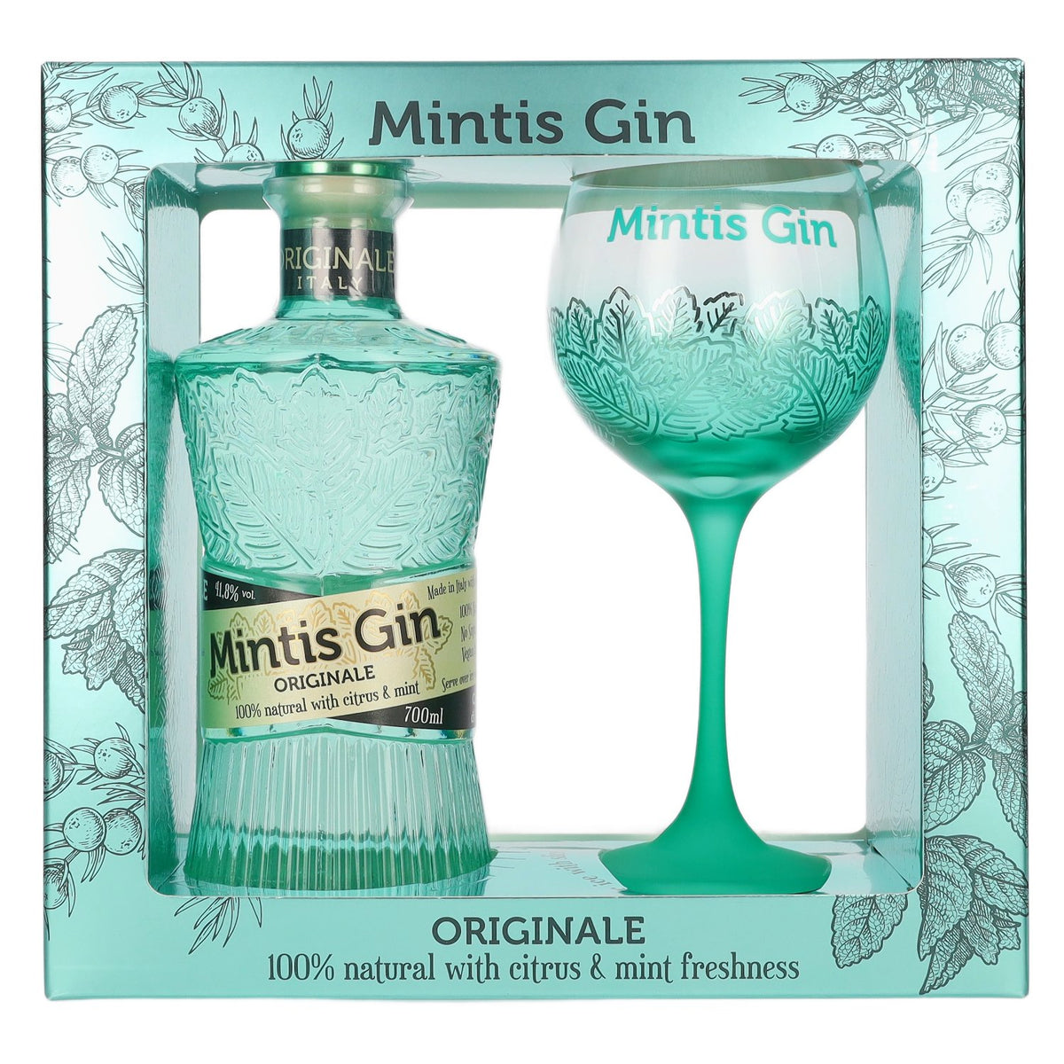 Mintis ORIGINALE Gin 41,8% vol. 0,7 l in geschenkverpakking met glas