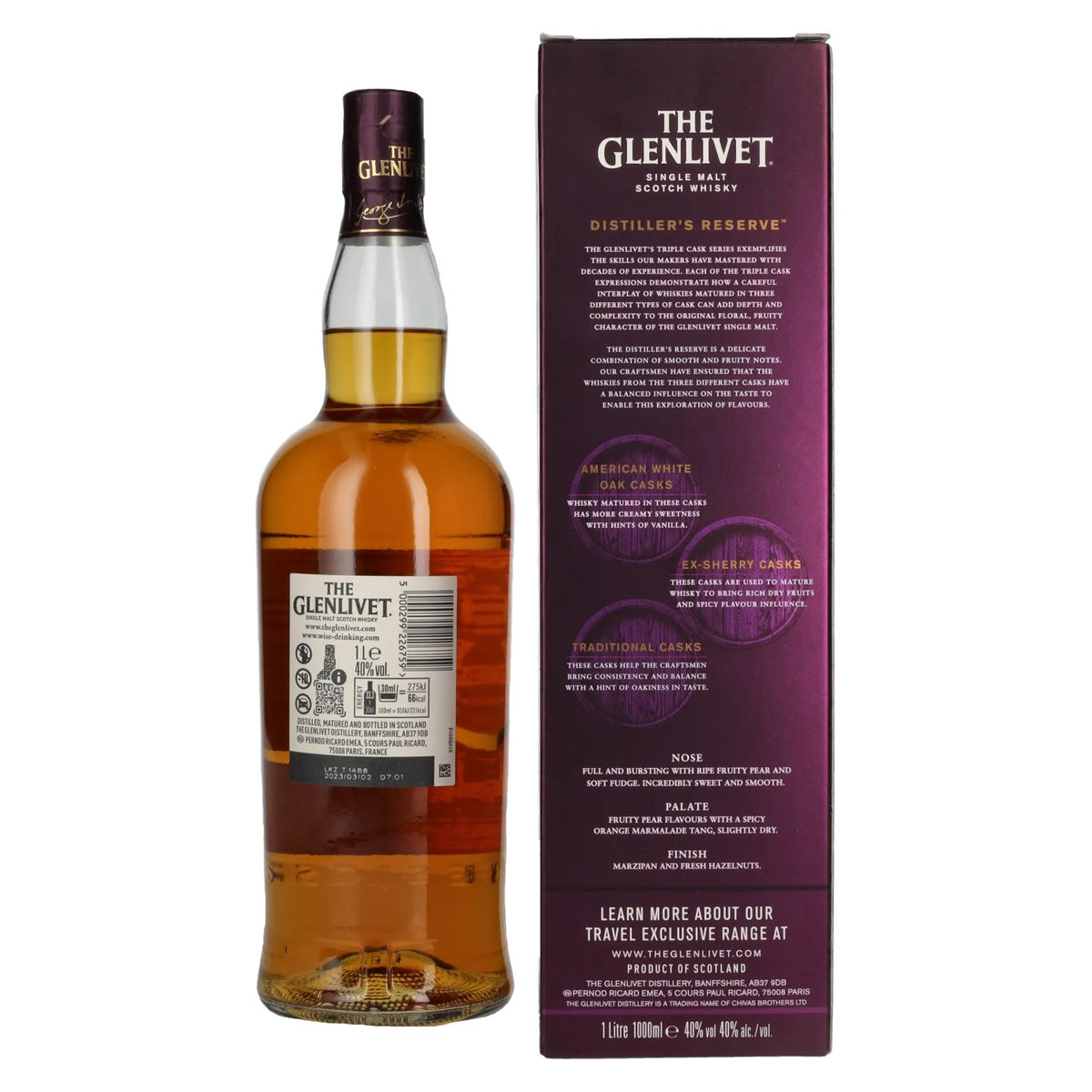 The Glenlivet DISTILLER'S RESERVE Triple Cask Matured 40% vol. 1 l in geschenkverpakking