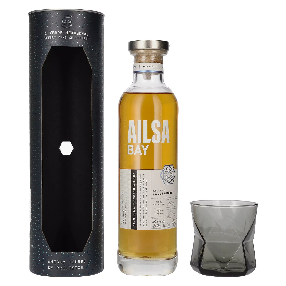 Ailsa Bay SWEET SMOKE Single Malt Scotch Whisky Release 1.2 48,9% Vol. 0,7l in geschenkverpakking met glas
