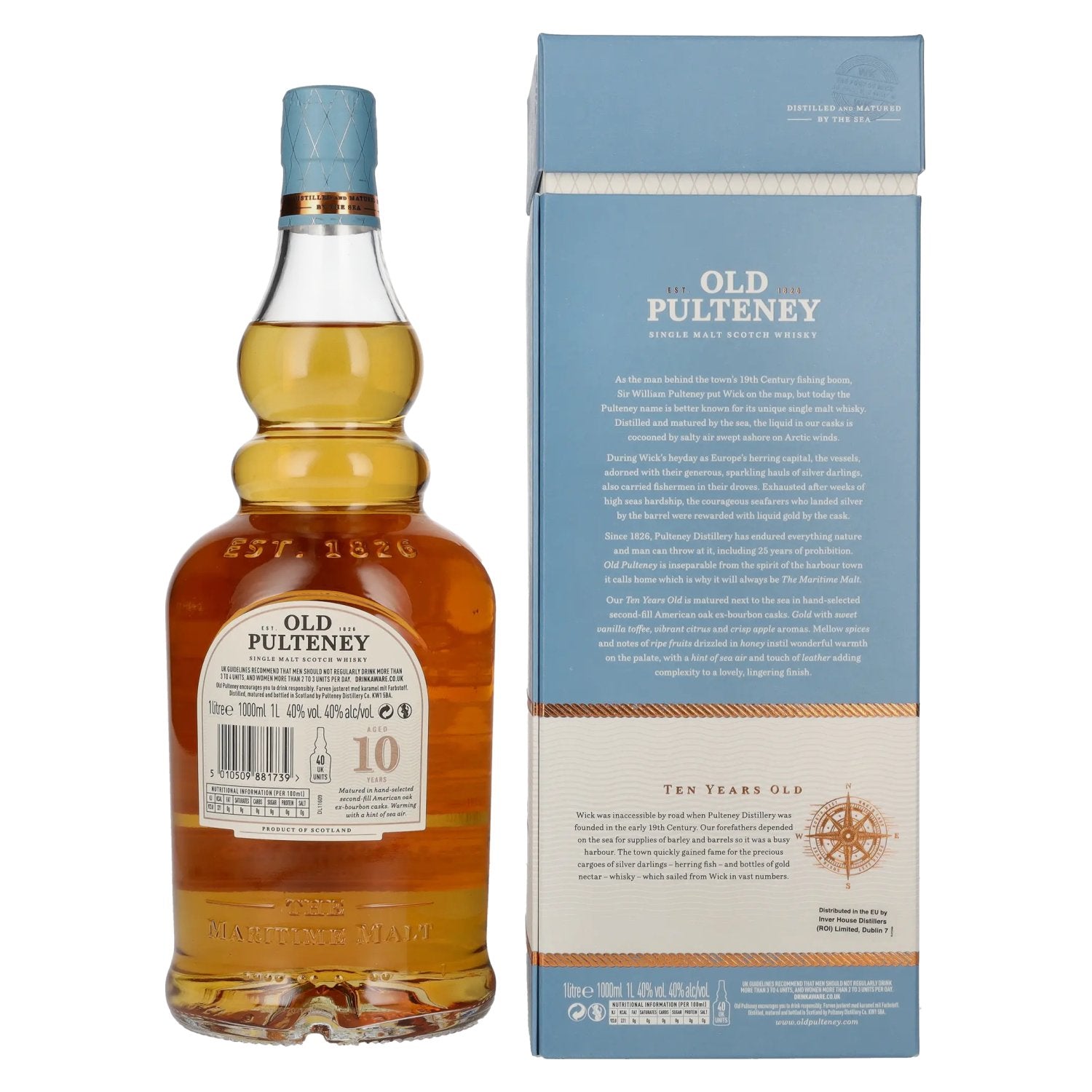 Old Pulteney 10 Years Old Single Malt TRAVELLER'S EXCLUSIVE 40% Vol. 1l in gift box