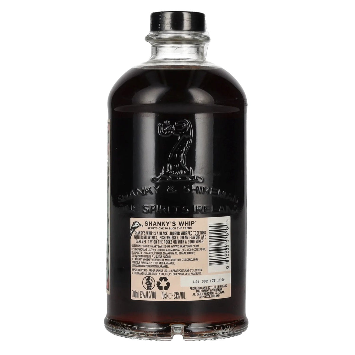 Shanky's Whip : le mélange original de liqueur noire et de whisky, 33 % vol., 0,7 l