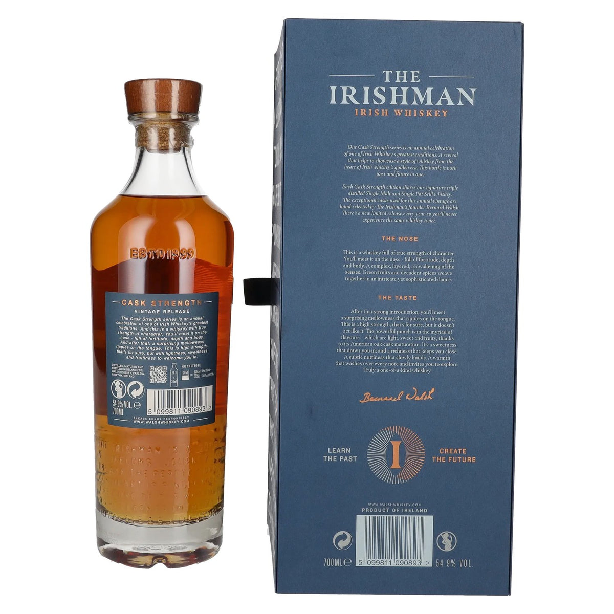The Irishman Irish Whiskey Cask Strength Limited Edition, uitgave 2022, 54,9% vol., 0,7 l in geschenkverpakking