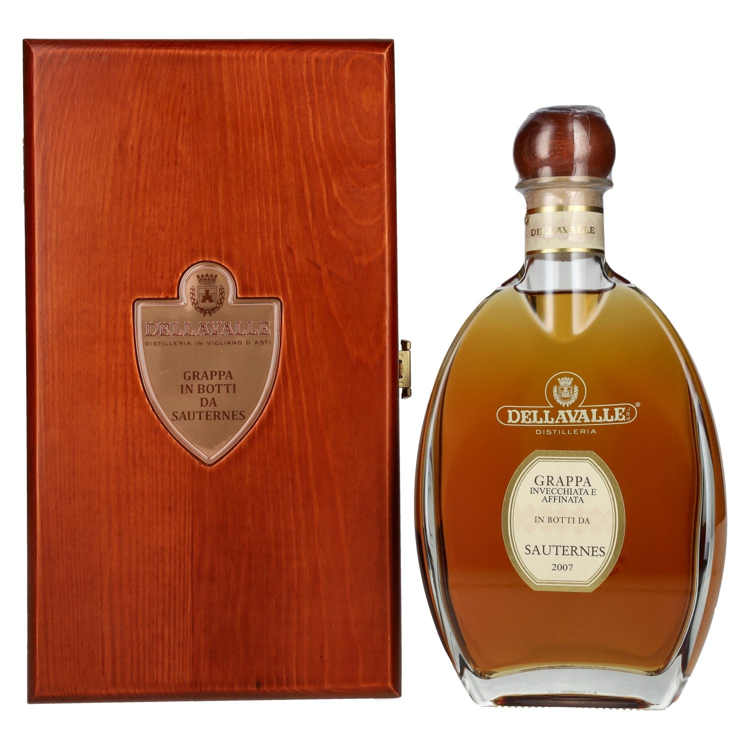 Dellavalle Grappa Affinata in botti da SAUTERNES 2007 42% vol. 0,7l dans une caisse en bois