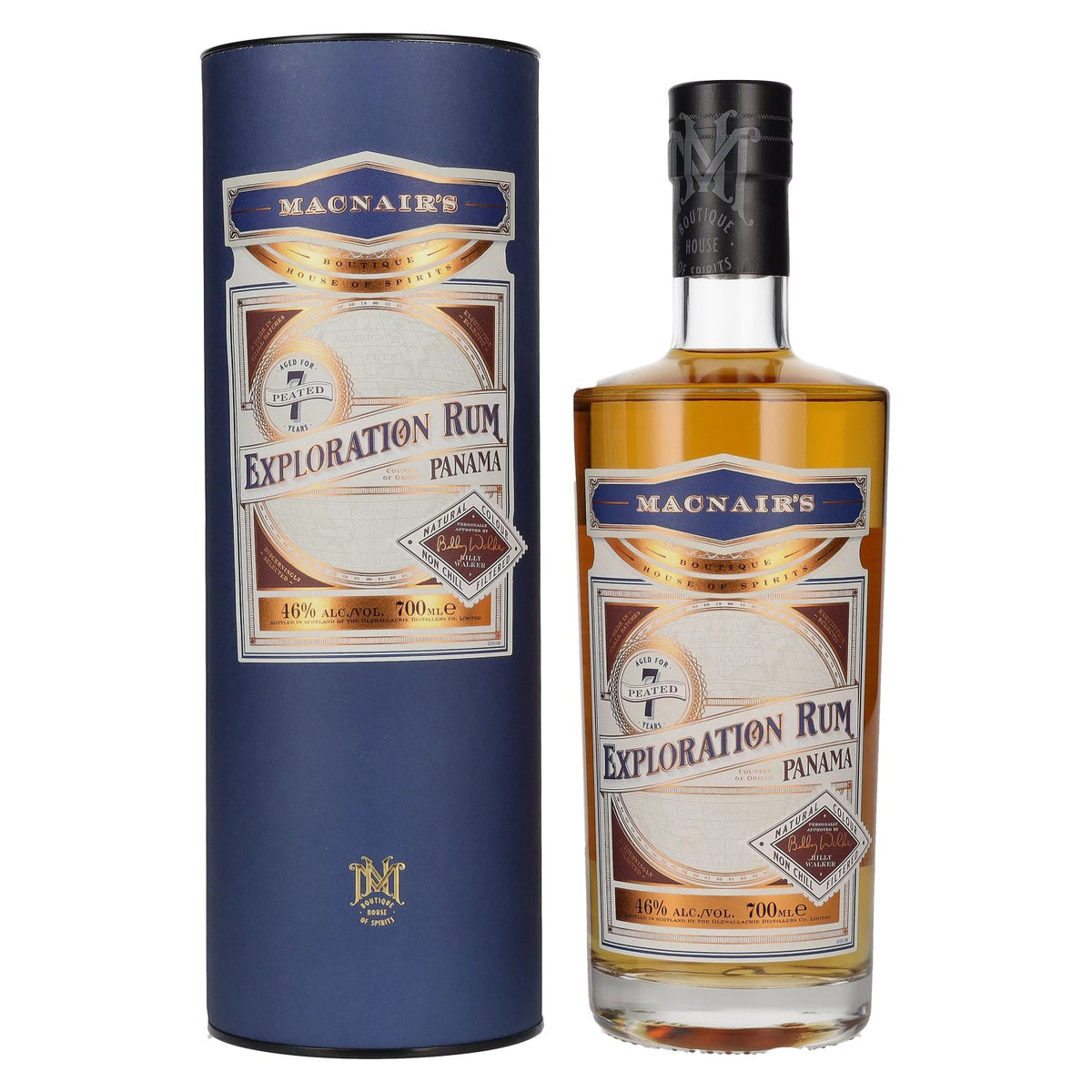 Rhum MacNair's « 7 Years Old Peated Exploration » Panama Rum, 46 % vol., 0,7 l, dans un coffret cadeau