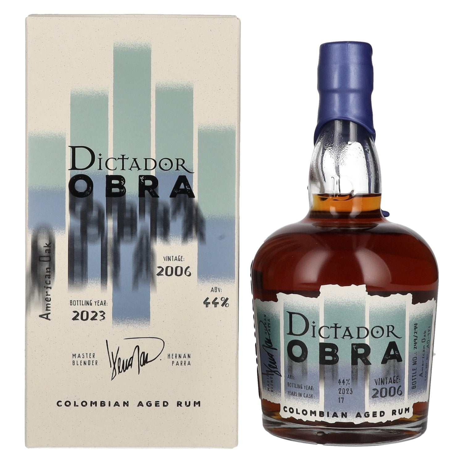 Dictador OBRA VINTAGE 17 Years Old AMERICAN OAK CASK Rum 2006 44% Vol. 0,7l in geschenkverpakking